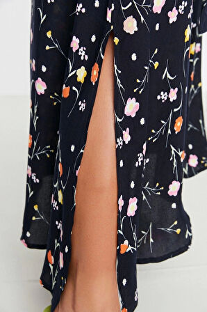 Moda Rahat Casual Günlük Viskon Dokuma Gömlek Yaka Kısa Kol A-Line Maxi Boy Büyük Beden Elbise