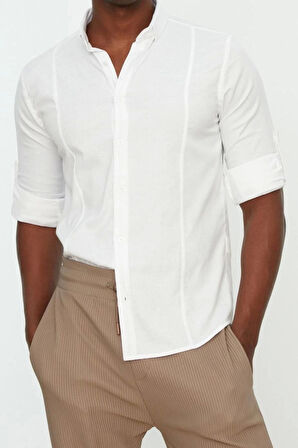 Moda Erkek Düğmeli Yaka Düz Desen Günlük Super Kulplu Apoletli Kolay Ütülenebilir Gömlek