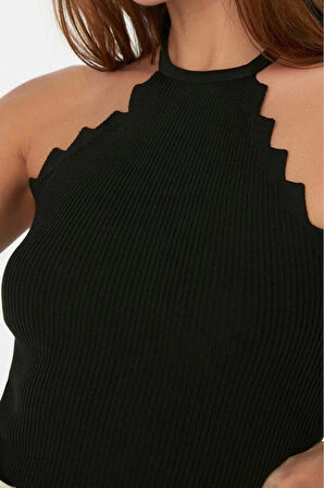 Moda Halter Yaka Triko Regular Düz Desen Casual Günlük Regular Kolsuz Bluz