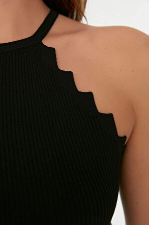 Moda Halter Yaka Triko Regular Düz Desen Casual Günlük Regular Kolsuz Bluz