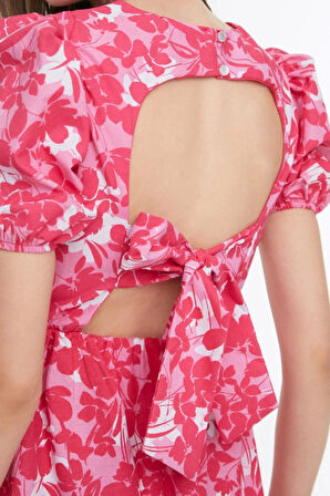 Moda Regular Casual Günlük Poplin Dokuma Bisiklet Yaka Kısa Kol Skater Mini Boy Elbise