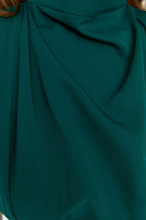 Moda Kolsuz Dik Yaka Midi Elbise Camel Vücuda Oturan Dik Yaka Midi Kalem Etek Dokuma Elbise