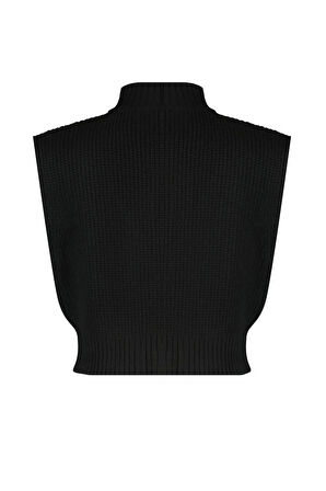 Stil Modern Kadın Crop Standart Kol Dik Yaka Fermuarlı Basic Triko Yelek