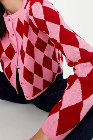 Kadın Modern Tarz Slim Bisiklet Yaka Crop Triko Hırka