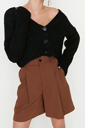Kadın Modern Tarz Regular V Yaka Crop Triko Hırka