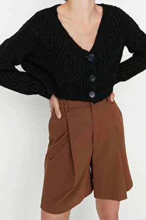 Kadın Modern Tarz Regular V Yaka Crop Triko Hırka