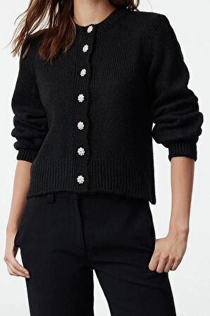 Kadın Modern Tarz Regular Bisiklet Yaka Regular Triko Hırka