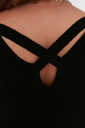 Büyük Beden Kadın Modern Tarz Rahat Uzun Bisiklet Yaka Düz Kol Regular Triko Kazak