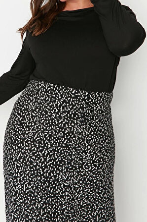 Moda Büyük Beden Carmen Yaka Örme Fit Düz Desen Casual Günlük Regular Uzun Kol Bluz