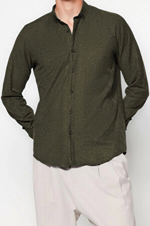 Moda Erkek Düğmeli Yaka Düz Desen Günlük Kışlık Gömlek