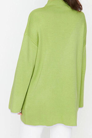 Stil Modern Kadın Midi İspanyol Kol Dik Yaka Tesettür lu Triko Kazak