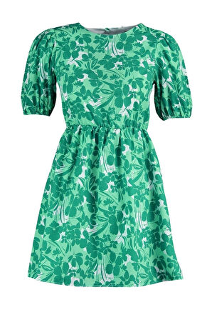 Moda Regular Casual Günlük Poplin Dokuma Bisiklet Yaka Kısa Kol Skater Mini Boy Elbise