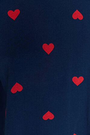 Tarz Rahat Uzun Kollu Boru Paça %100 Pamuklu Kalpli Örme Pijama Takımı