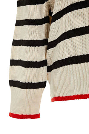 Kadın Modern Tarz Rahat Uzun Dik Yaka Renk Bloklu Kol Regular Triko Kazak