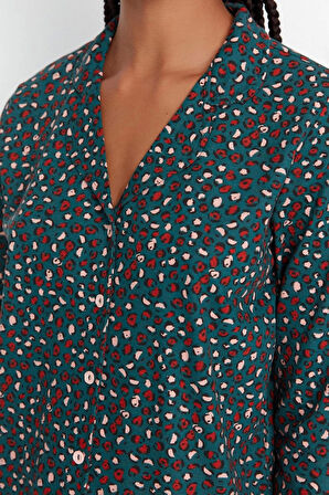 Tarz Rahat Uzun Kollu Boru Paça %100 Pamuk Penguen Desenli Kış Temalı Örme Pijama Takımı