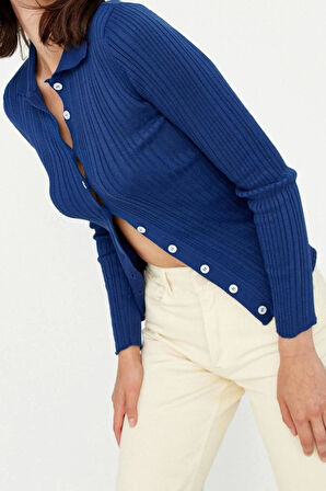 Kadın Modern Tarz Slim Polo Yaka Regular Triko Hırka