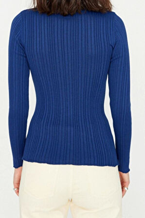 Kadın Modern Tarz Slim Polo Yaka Regular Triko Hırka