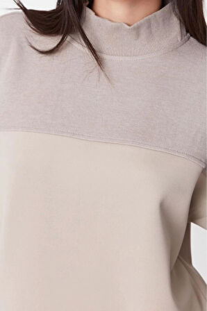Tesettür Tarz Regular Dik Yaka Standart Kol Regular Örme Sweatshirt Tunik