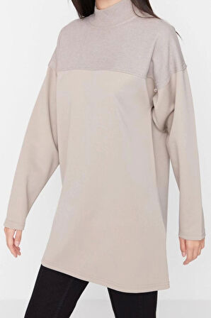 Tesettür Tarz Regular Dik Yaka Standart Kol Regular Örme Sweatshirt Tunik