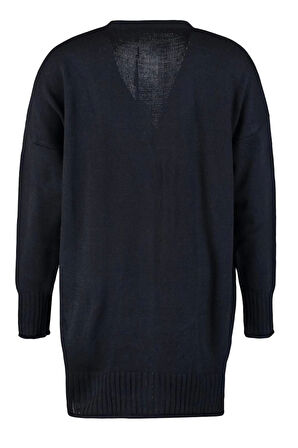 Büyük Beden Kadın Modern Tarz Rahat Uzun V Yaka Düz Kol Uzun Triko Hırka