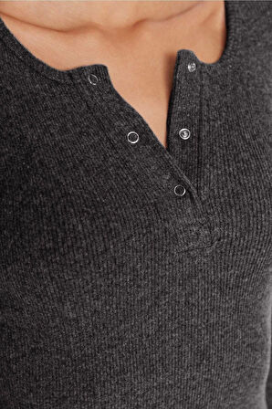 Moda Slim Casual Günlük Rejenere Kaşkorse Örme Kare Yaka Uzun Kol Bodycone Mini Boy Elbise