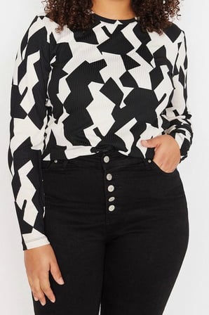 Moda Büyük Beden Bisiklet Yaka Örme Fit Düz Desen Casual Günlük Regular Uzun Kol Bluz