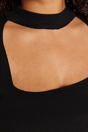 Moda Büyük Beden Choker Yaka Triko Fit Düz Desen Casual Günlük Regular Uzun Kol Bluz