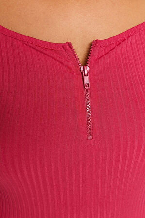 Moda Büyük Beden Kare Yaka Örme Fit Düz Desen Casual Günlük Crop Kısa Kol Bluz