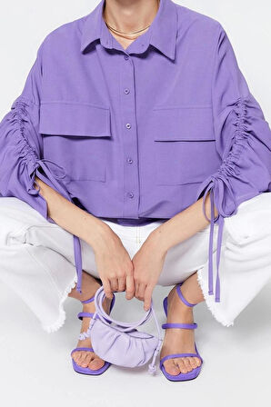 Moda Kadın Tesettür Gömlek Yaka Günlük Kolları Ayarlanabilir Büzgü Detaylı Dokuma Pamuklu Gömlek