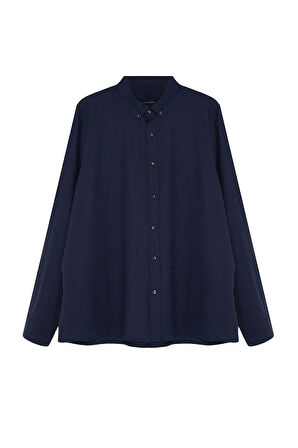 Moda Erkek Büyük Beden Düğmeli Yaka Düz Desen Günlük Büyük Beden Regular Fit Rahat Gömlek