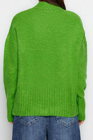 Stil Modern Kadın Regular Reglan Kol Dik Yaka Geniş Kalıp Yumuşak Dokulu Basic Triko Kazak