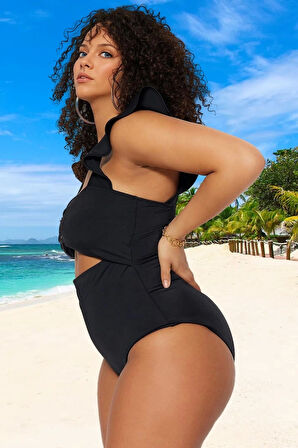 Konforlu Plus Size Mayo Tasarım Büyük Beden Esnek Kumaş Plaj Ve Havuz İçin Şık Detaylı