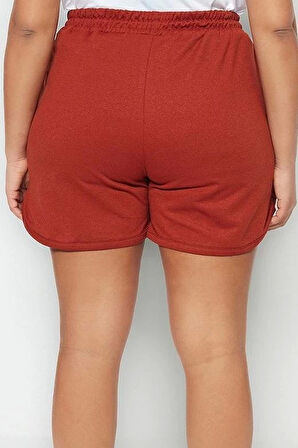 Büyük Beden Moda Örme Yüksek Bel Boru Paça Gündelik Haki Ince Şort