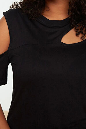 Moda Büyük Beden Bisiklet Yaka Örme Regular Düz Desen Casual Günlük Regular Kısa Kol Bluz