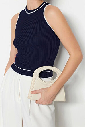 Moda Bisiklet Yaka Triko Regular Çizgili Desen Casual Günlük Regular Kolsuz Bluz