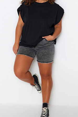 Moda Büyük Beden Bisiklet Yaka Örme Relaxed Düz Desen Casual Günlük Regular Kolsuz Bluz