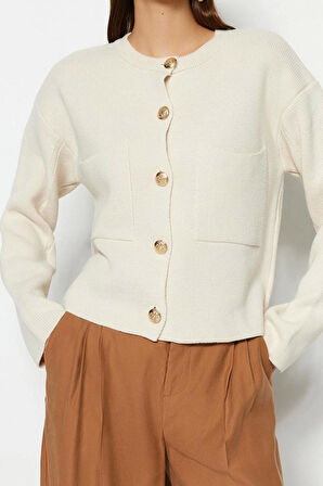 Kadın Modern Tarz Regular Bisiklet Yaka Regular Triko Hırka