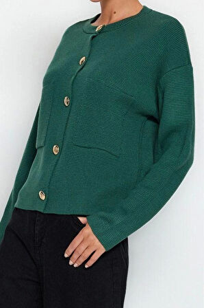 Kadın Modern Tarz Regular Bisiklet Yaka Regular Triko Hırka