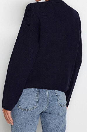 Kadın Modern Tarz Rahat Uzun Bisiklet Yaka Düz Kol Regular Triko Hırka