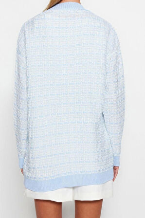 Kadın Modern Tarz Oversize V Yaka Midi Triko Hırka