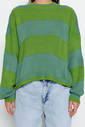 Stil Modern Kadın Regular Standart Kol Bisiklet Yaka Renk Bloklu Triko Kazak