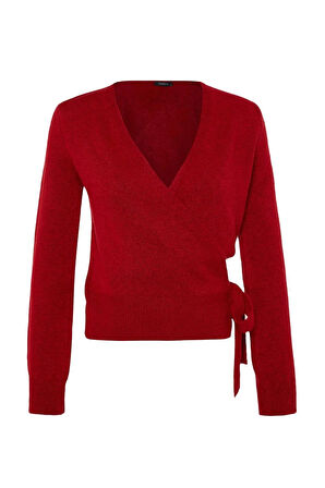 Stil Modern Kadın Regular Standart Kol Kruvaze Yumuşak Dokulu Triko Kazak