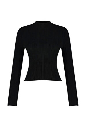 Stil Modern Kadın Regular Standart Kol Dik Yaka Triko Kazak