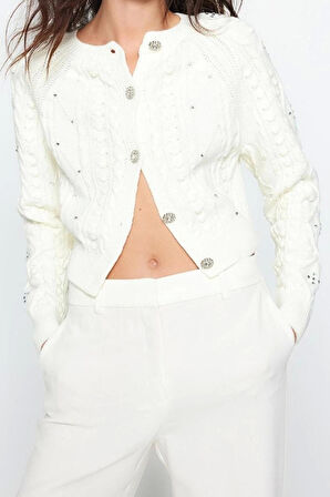 Stil Modern Kadın Regular Reglan Kol Bisiklet Yaka Çift Taraflı Kullanılabilen Triko Kazak-Hırka