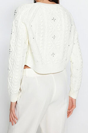 Stil Modern Kadın Regular Reglan Kol Bisiklet Yaka Çift Taraflı Kullanılabilen Triko Kazak-Hırka