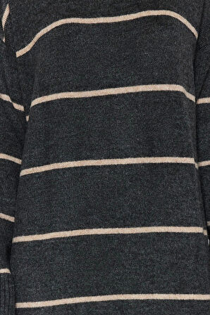 Moda Oversize Casual Günlük Çift Plaka Triko Balıkçı Yaka Uzun Kol Shift Maxi Boy Elbise