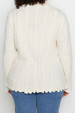 Kadın Modern Tarz Büyük Beden Fitted V Yaka Regular Triko Hırka