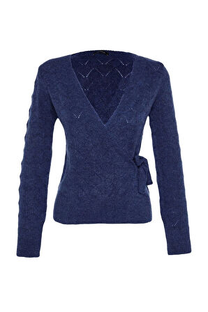 Stil Modern Kadın Regular Standart Kol Kruvaze Yumuşak Dokulu Yaka Triko Kazak