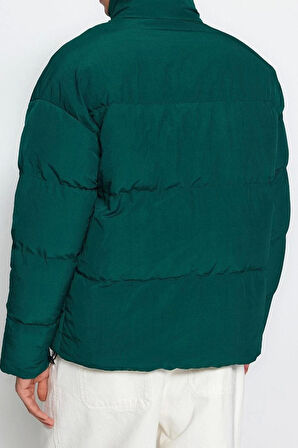 Tasarım Düz Astarlı Yaka Standart Bol Dik Unisex Oversize Fit Dik Yaka Şişme Kışlık Mont