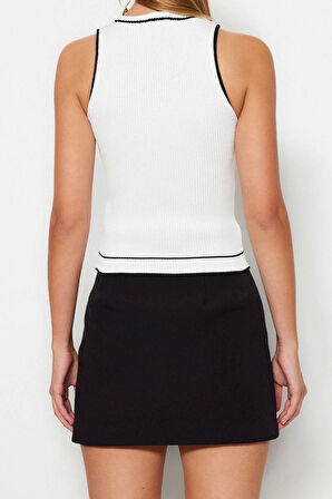 Moda Bisiklet Yaka Triko Regular Çizgili Desen Casual Günlük Regular Kolsuz Bluz